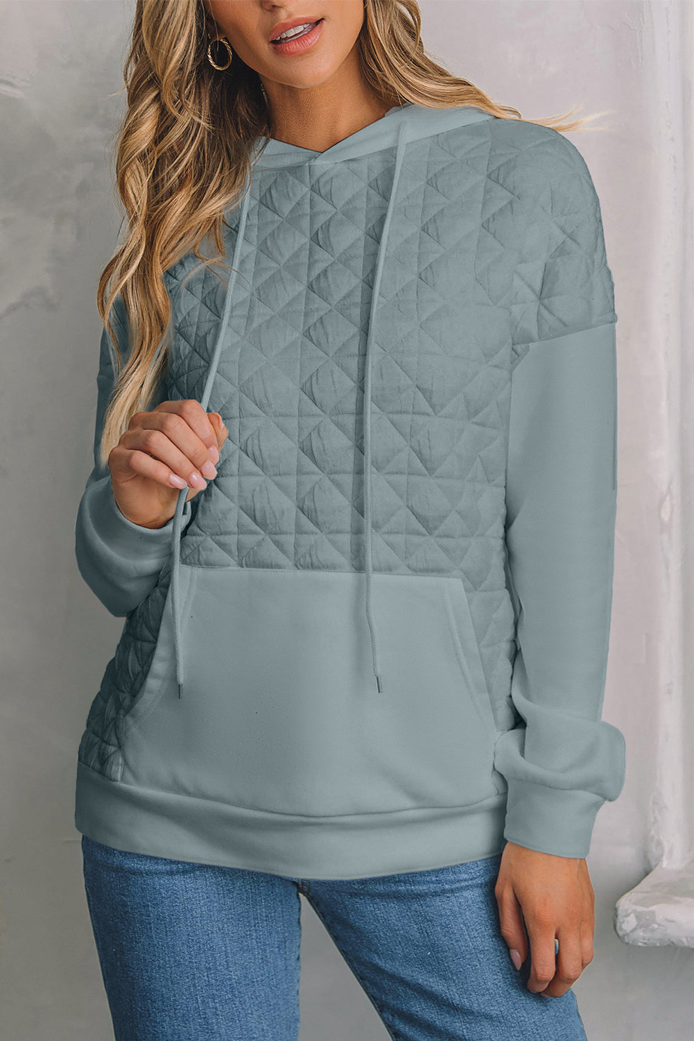 Parchment Quilted Patchwork Exposed Seam Hoodie