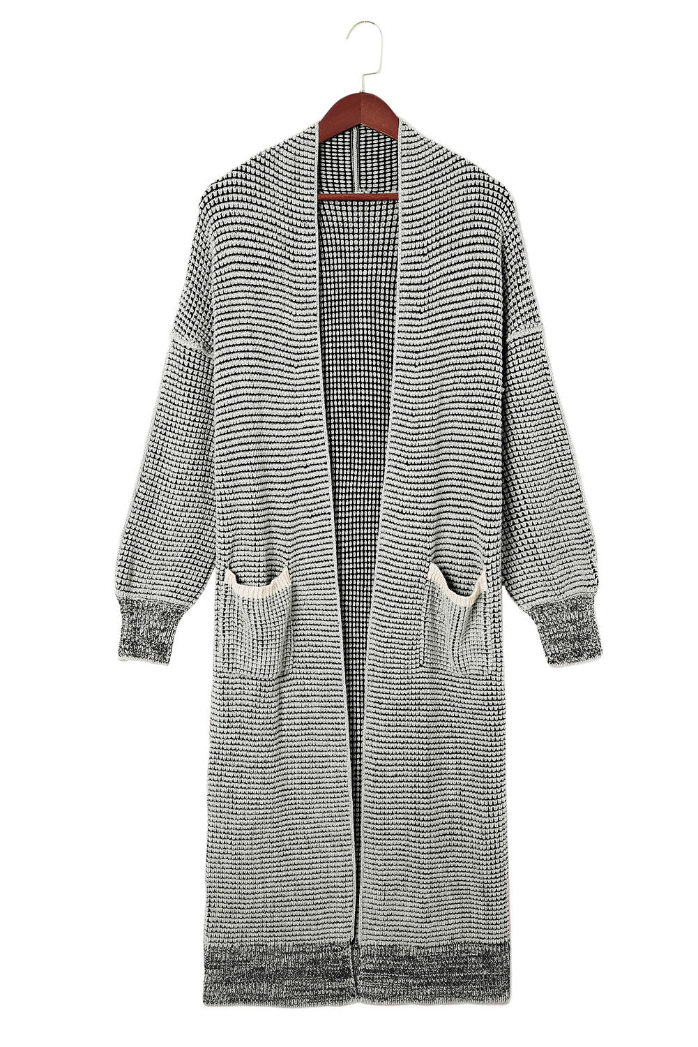 Apricot Chunky Waffle Knit Oversized Collar Cardigan
