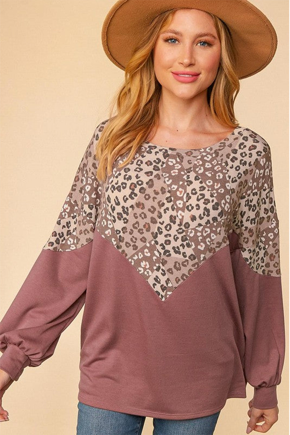 Animal Print Patchwork Top