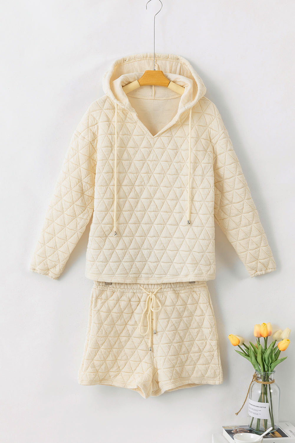 Parchment Quilted Patchwork Exposed Seam Hoodie