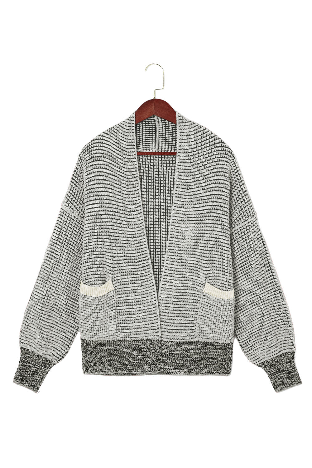 Apricot Chunky Waffle Knit Oversized Collar Cardigan