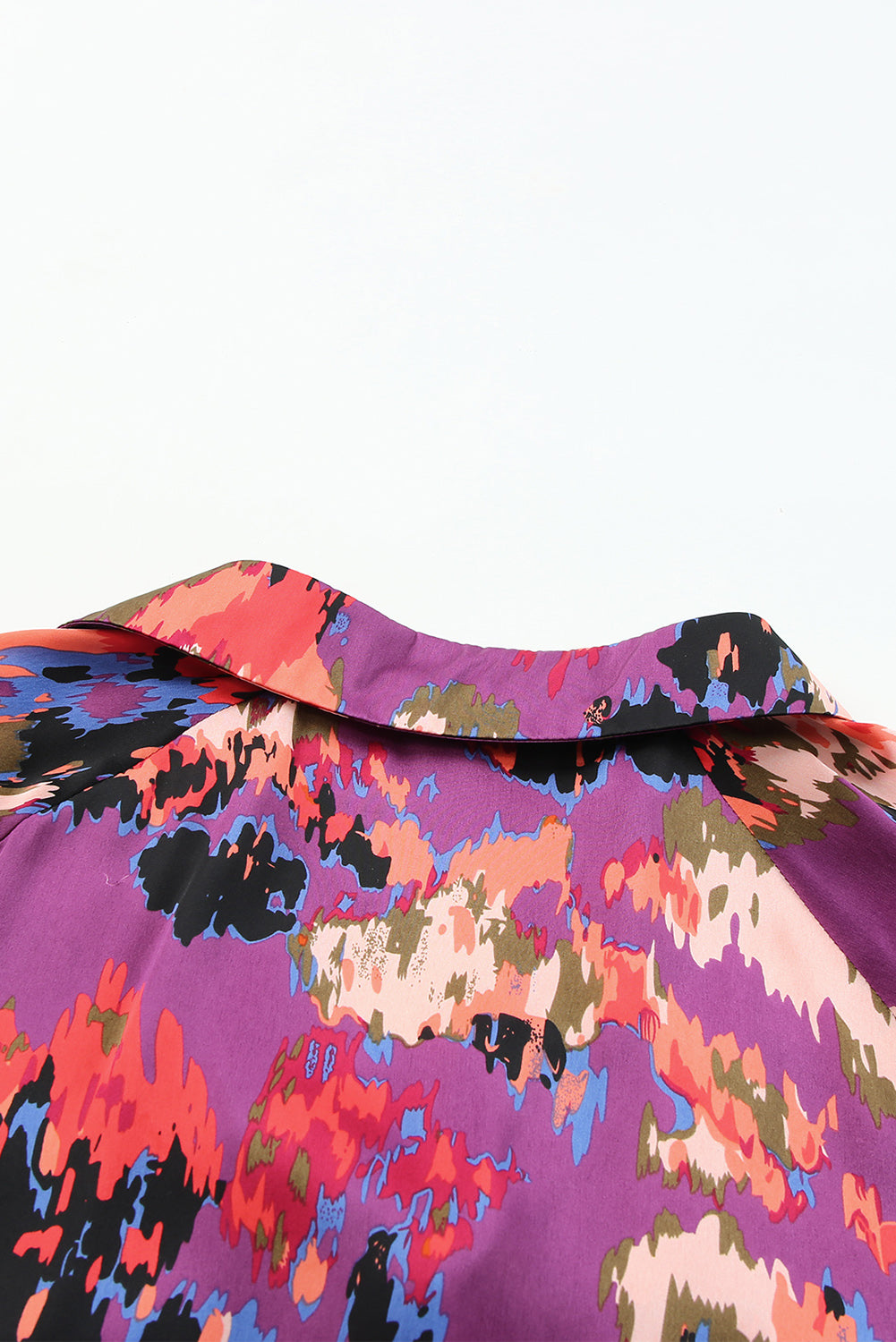 Plus Size Abstract Print V-Neck Long Sleeve Blouse