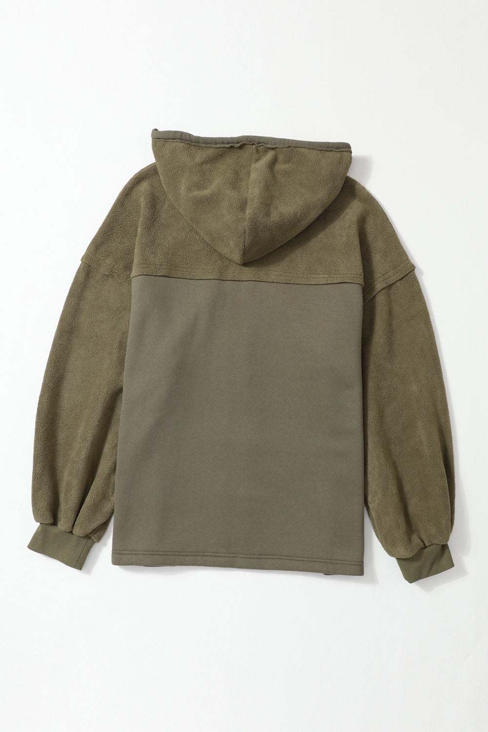 Black Plus Size Bishop Sleeve Zip Up Hooded Jacket