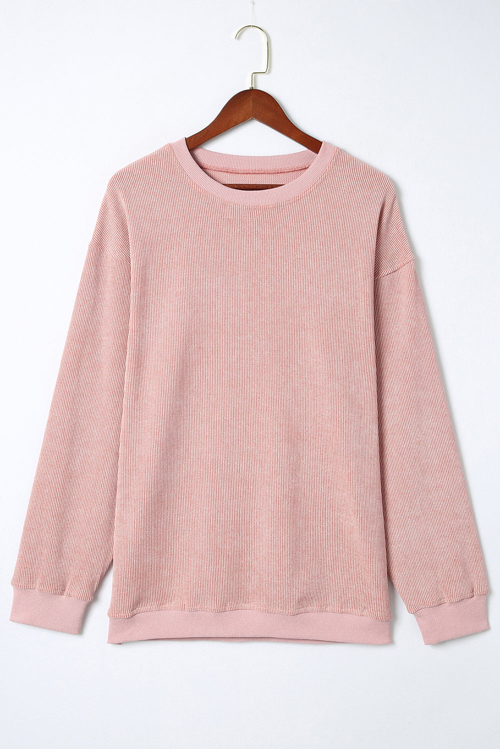 Black Plus Size Corded Round Neck Sweatshirt
