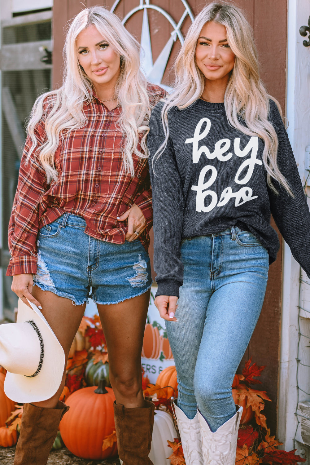 Black Plus Size Corded Round Neck Sweatshirt