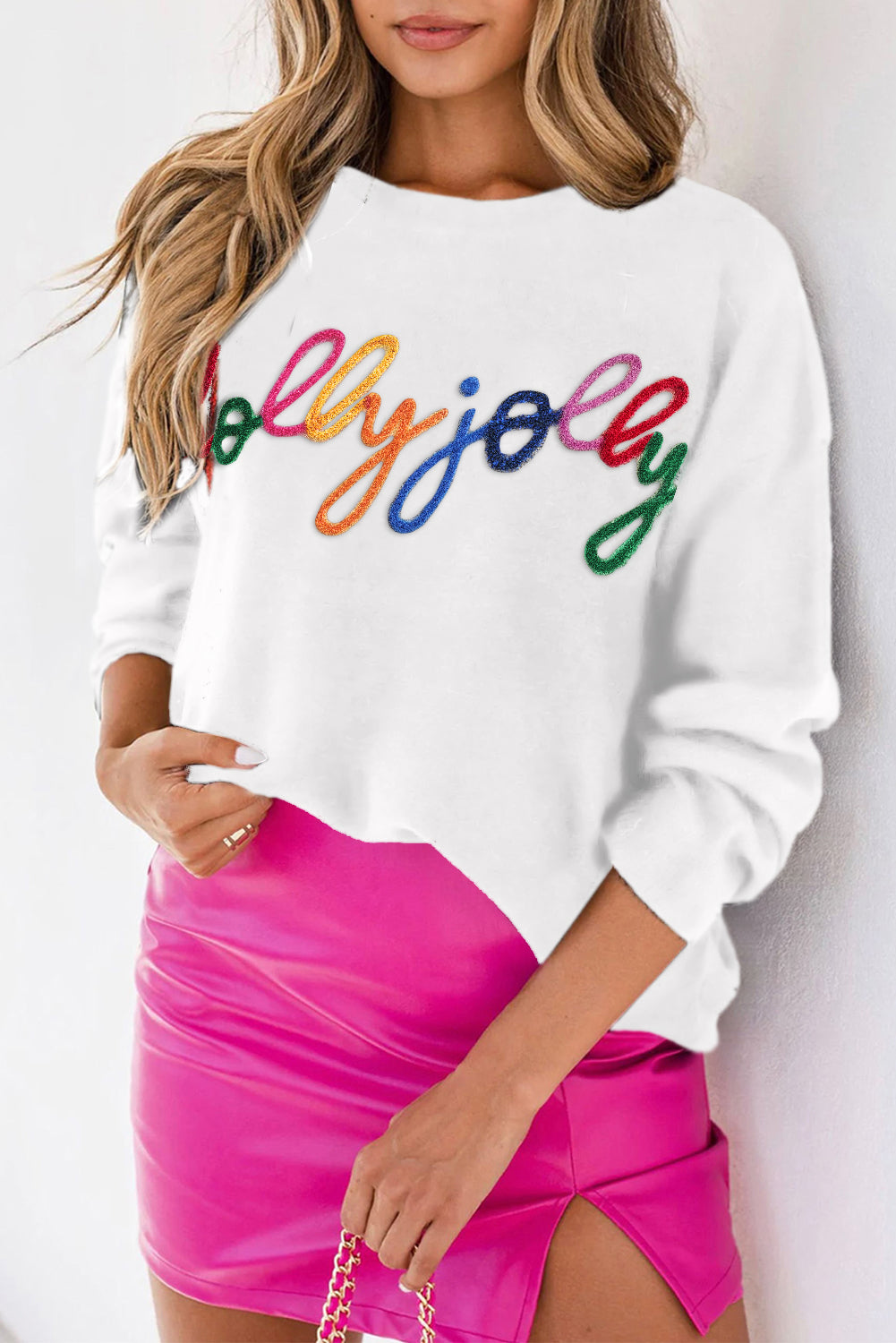 Black XOXO Glitter Print Round Neck Casual Sweater