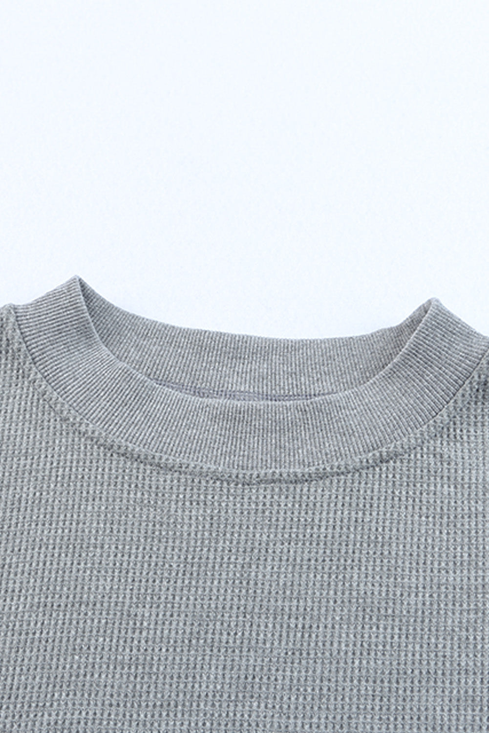 Waffle Knit Crew Neck Casual Long Sleeve Top