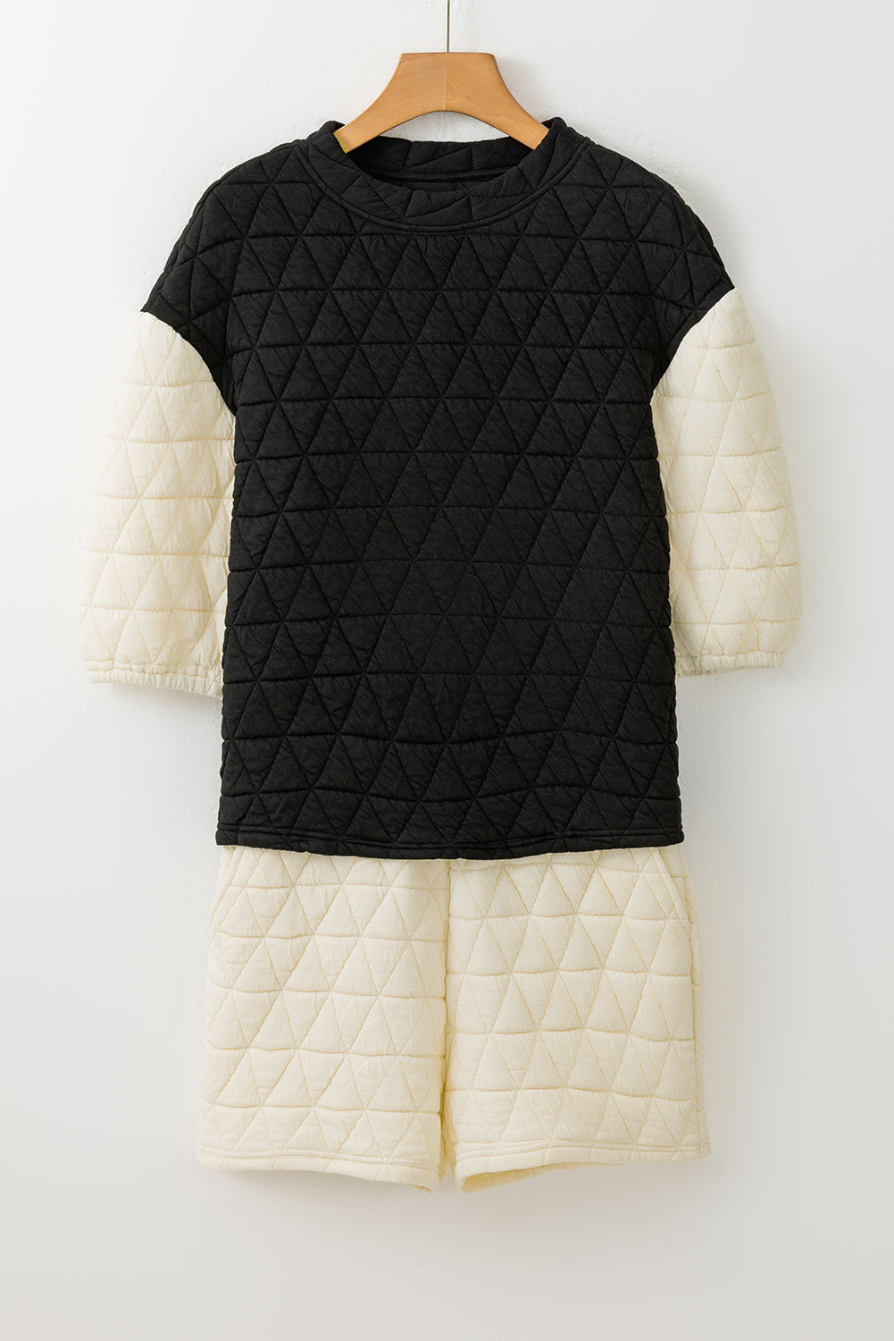 Parchment Quilted Patchwork Exposed Seam Hoodie
