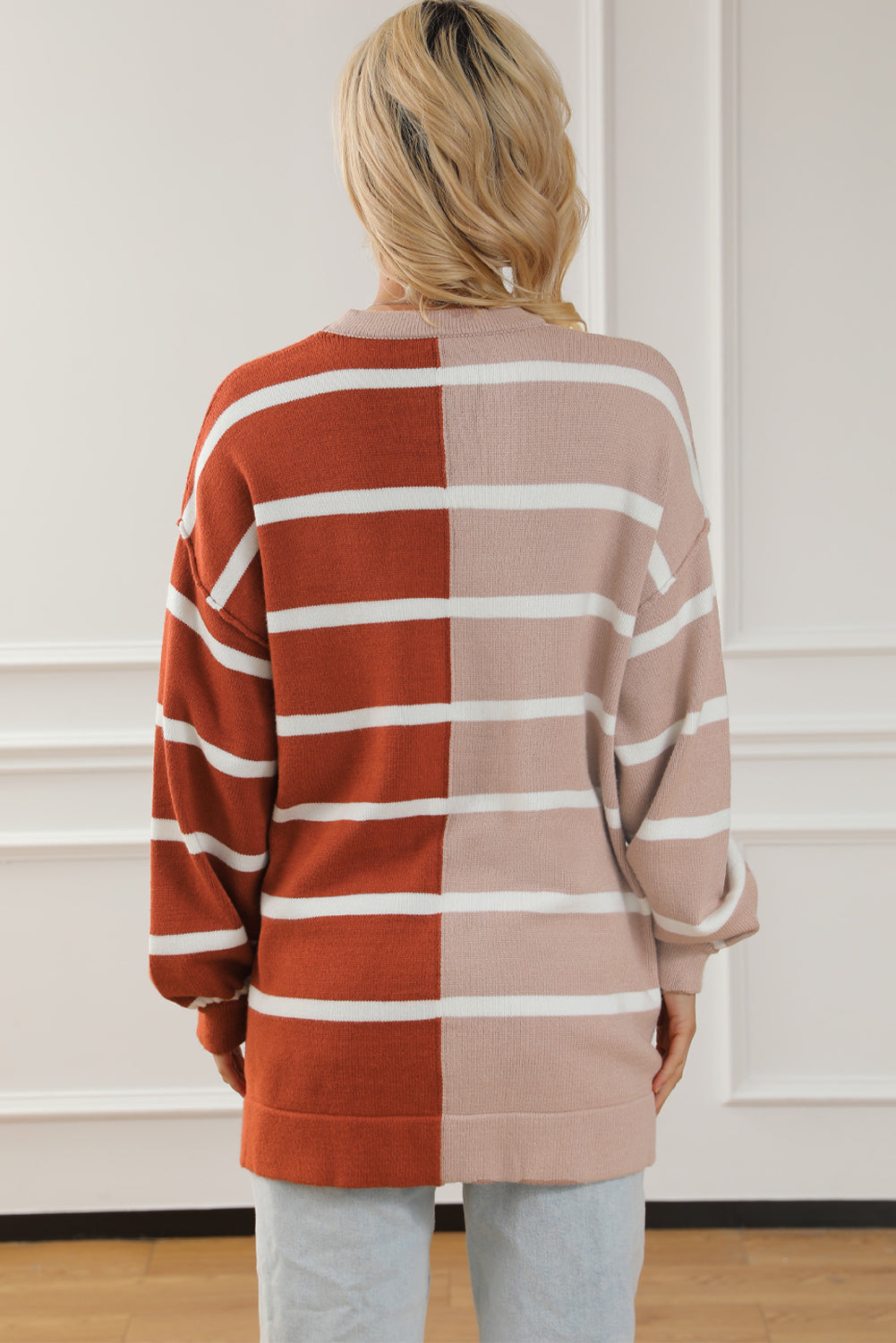 Plus Size Colorblock Striped Patchwork Loose Top