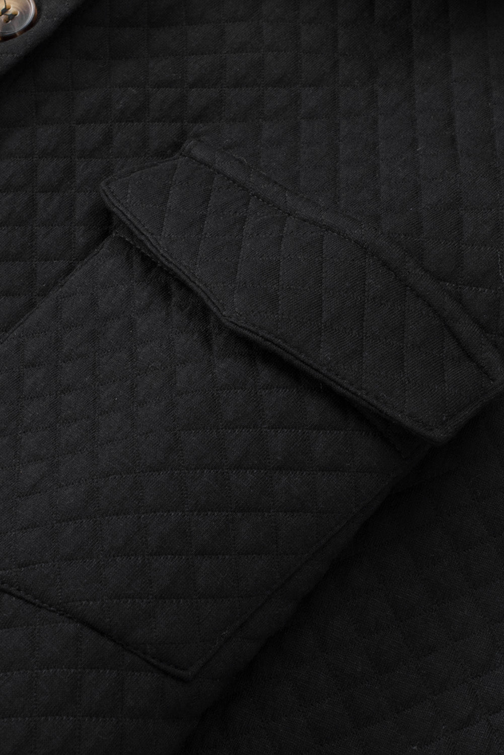 Gray Lattice Texture Retro Flap Pocket Button Shacket