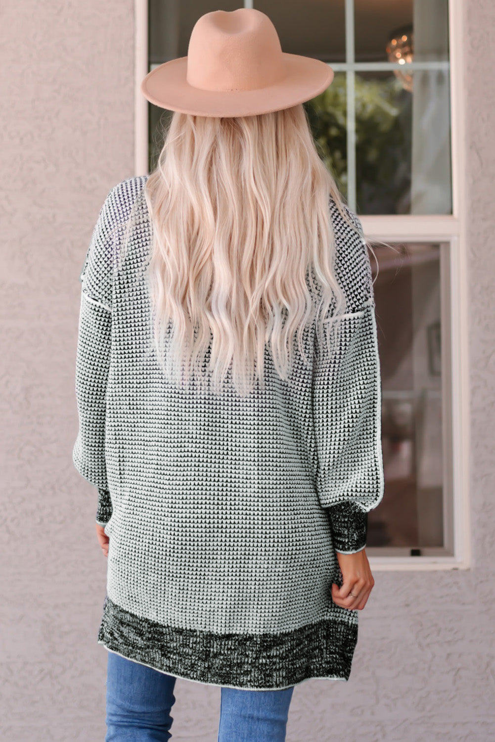 Apricot Chunky Waffle Knit Oversized Collar Cardigan