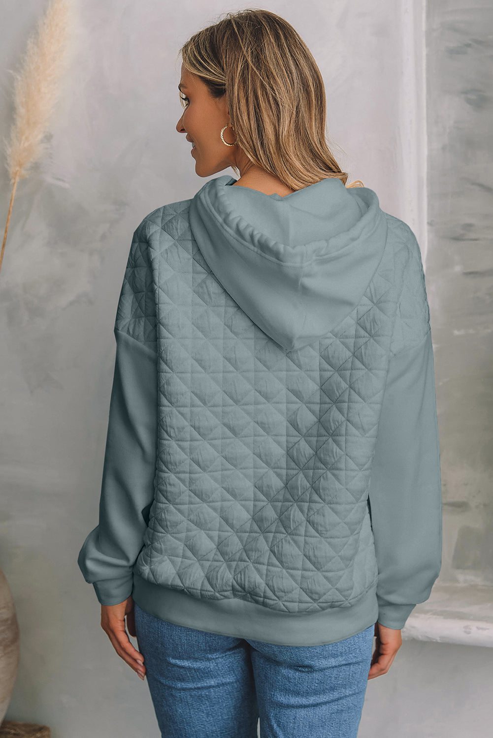 Parchment Quilted Patchwork Exposed Seam Hoodie