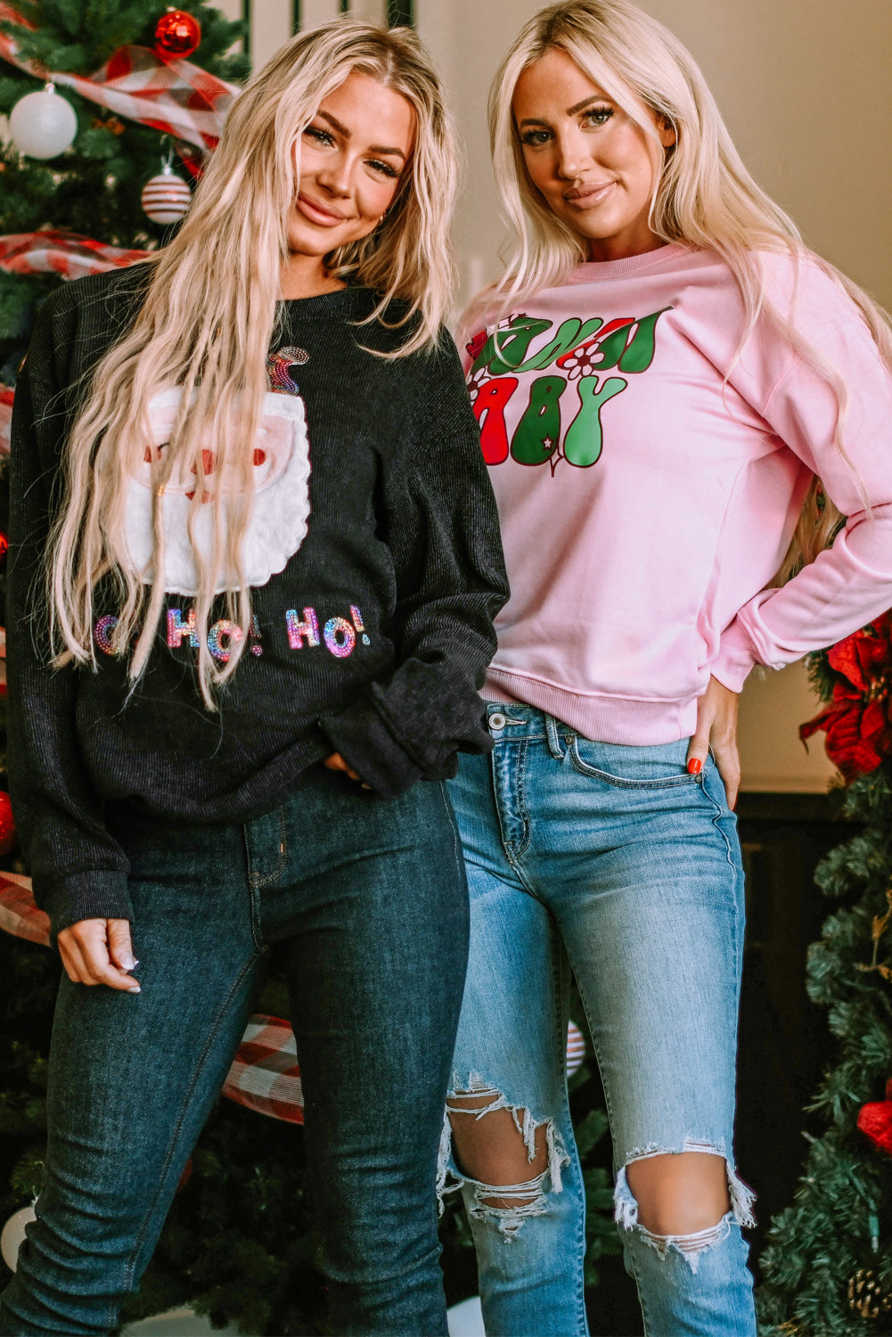 Black Plus Size Corded Round Neck Sweatshirt