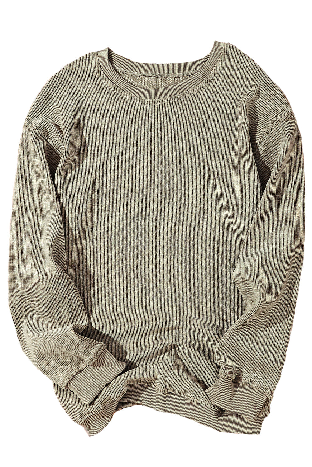 Black Plus Size Corded Round Neck Sweatshirt