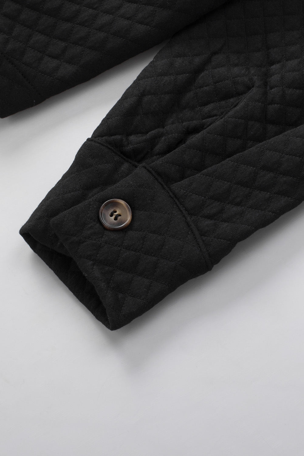 Gray Lattice Texture Retro Flap Pocket Button Shacket