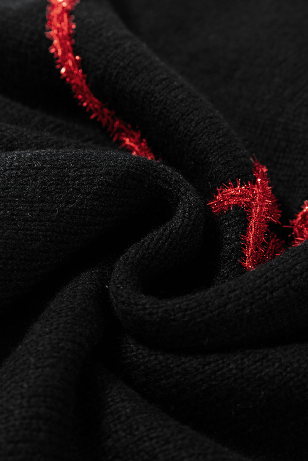 Black XOXO Glitter Print Round Neck Casual Sweater