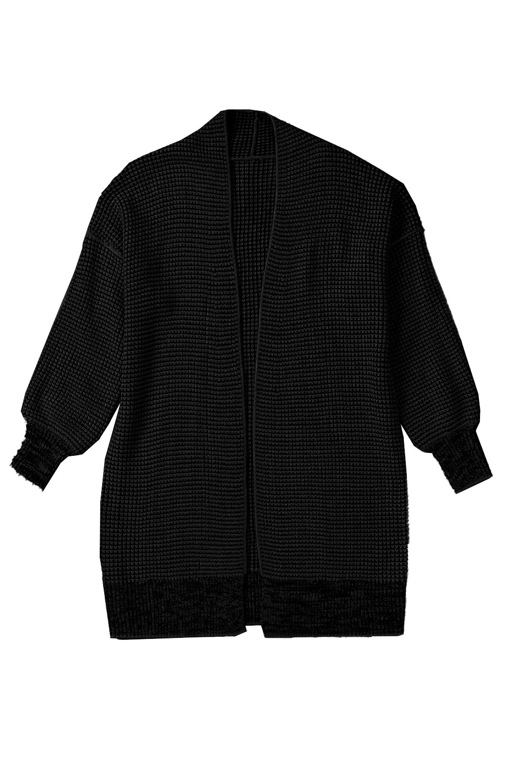 Apricot Chunky Waffle Knit Oversized Collar Cardigan