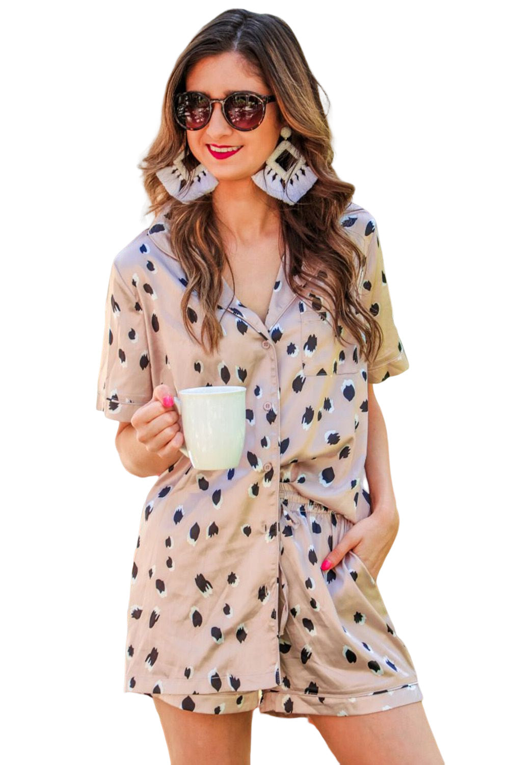 Print Short Satin Lounge Set